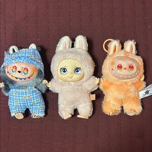 Set of 3 Plush Bunny Monster Dolls - Multicolor